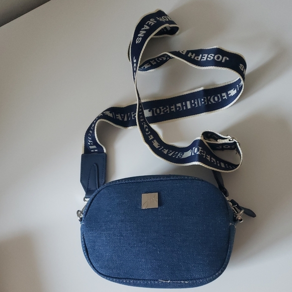 Joseph Ribkoff Denim Crossbody Purse w/ Logo Belt Strap Small Dainty fanny pack - Picture 3 of 9